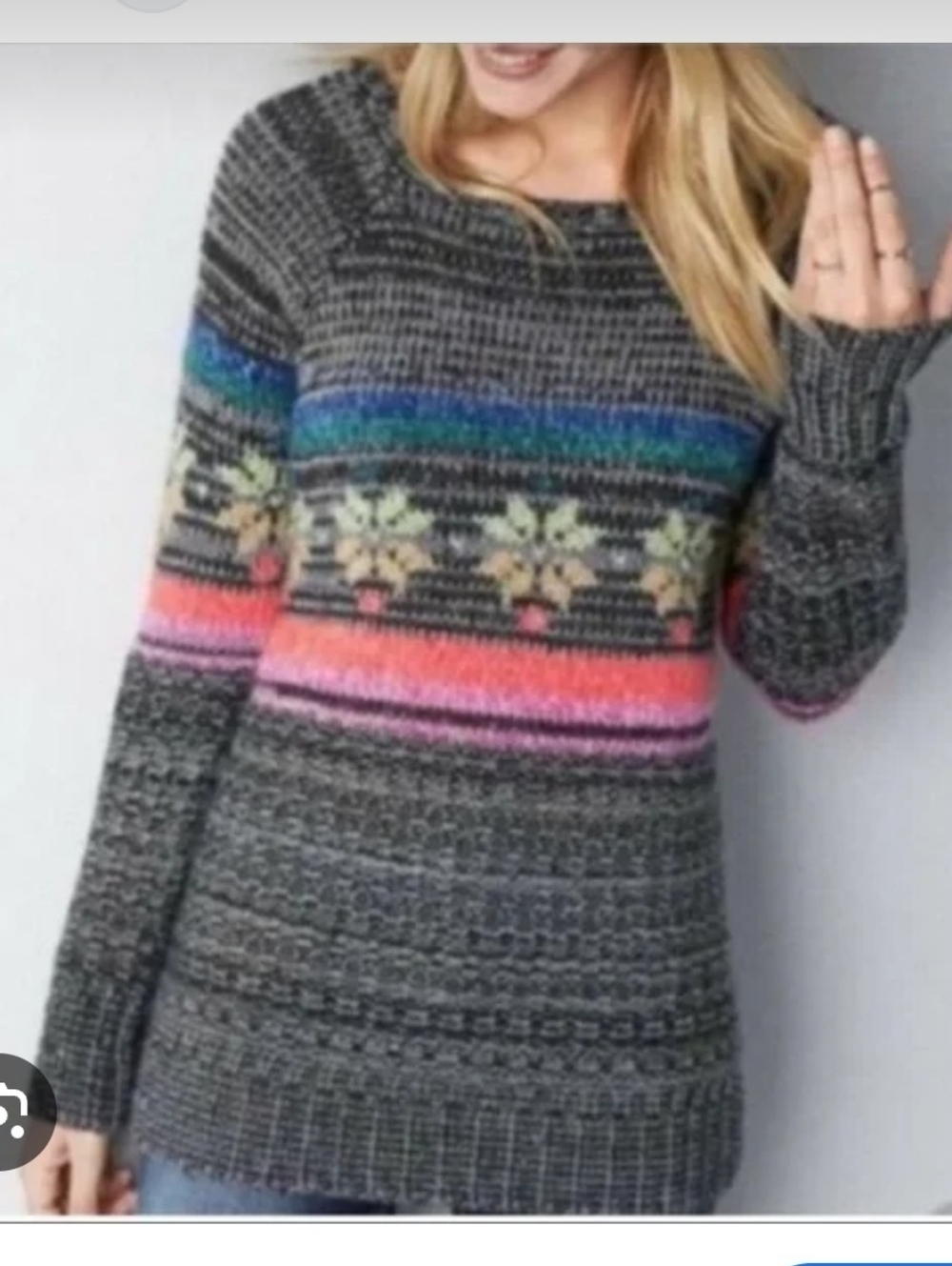American Eagle Rainbow Fair Isle Snowflake Knit Jegging Sweater Large